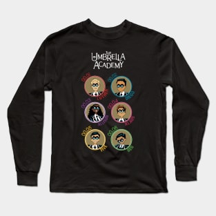 UMBRELLA ACADEMY: ALL CHARACTERS CARTOON (COLORS) Long Sleeve T-Shirt